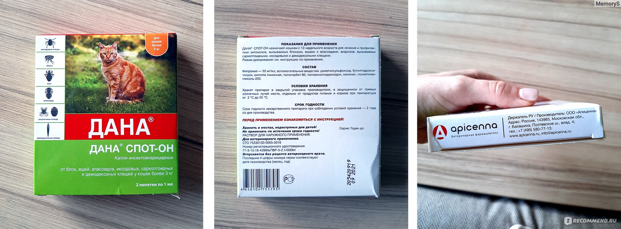 Капли от блох и клещей Apicenna Дана Спот-он - «Отзыв зооволонтера ...
