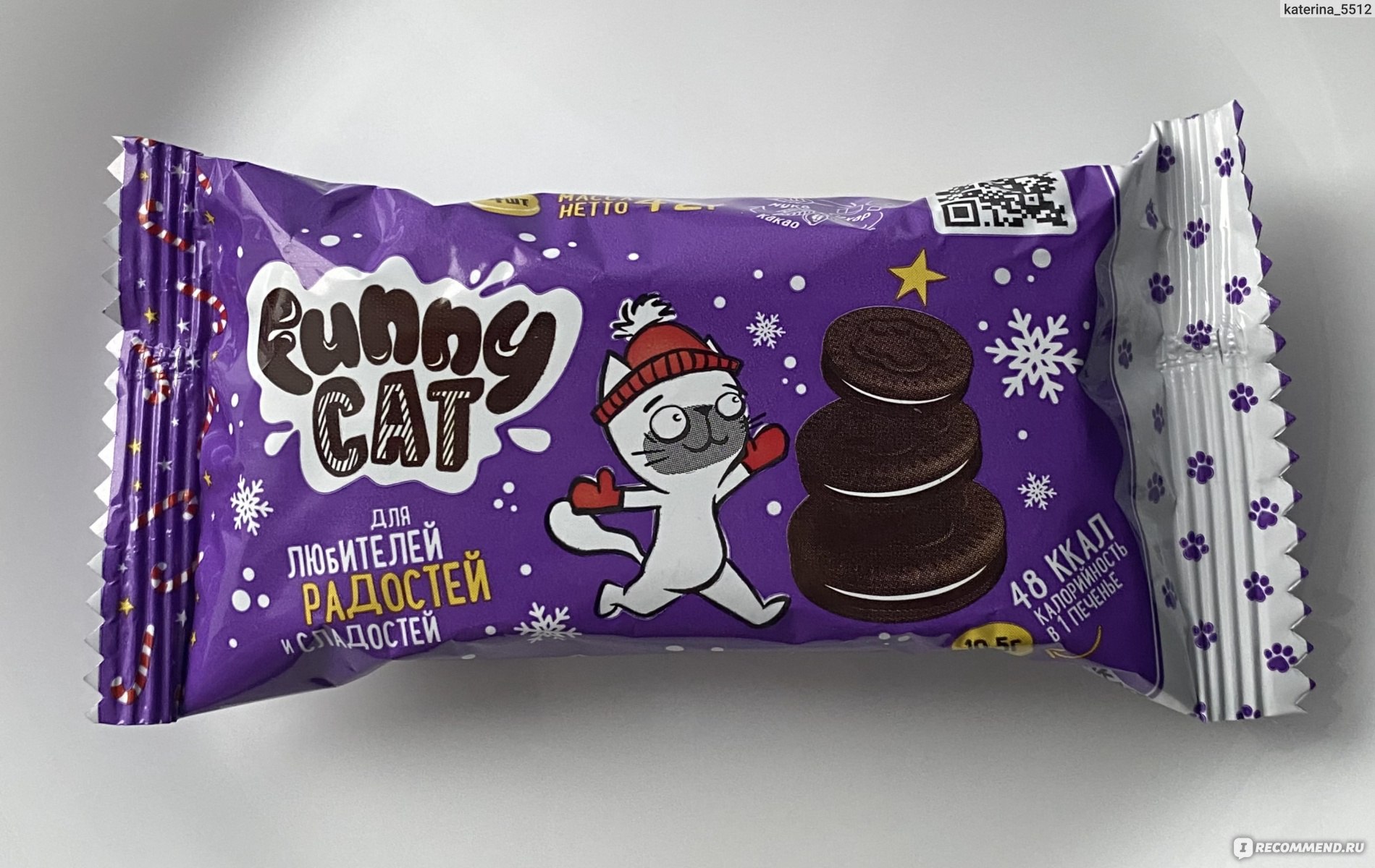 Печенье Посольство вкусной еды Сэндвич Funny cat с какао и ванильным ...