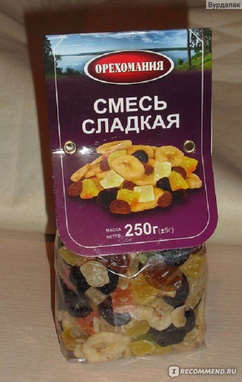 Сухофрукты ООО "Орехомания" Смесь сладкая - «Полезная сладость принесёт ...