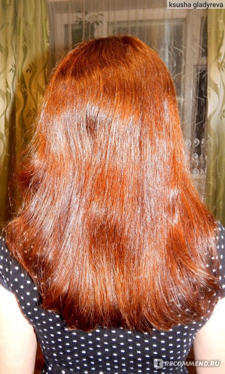 Волосы после использования. Высушены естественным путем и выпрямлены феном.