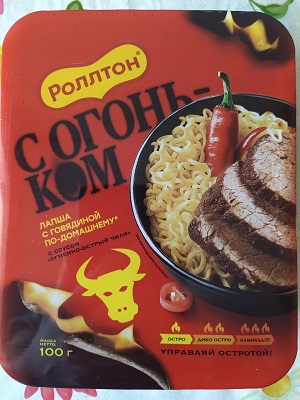Лапша быстрого приготовления Роллтон С Огоньком с Говядиной по ...
