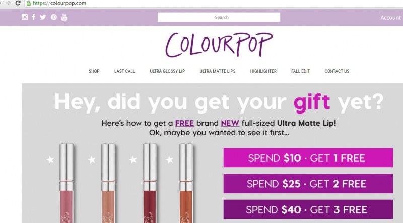 Сайт Интернет-магазин косметики - colourpop.com фото